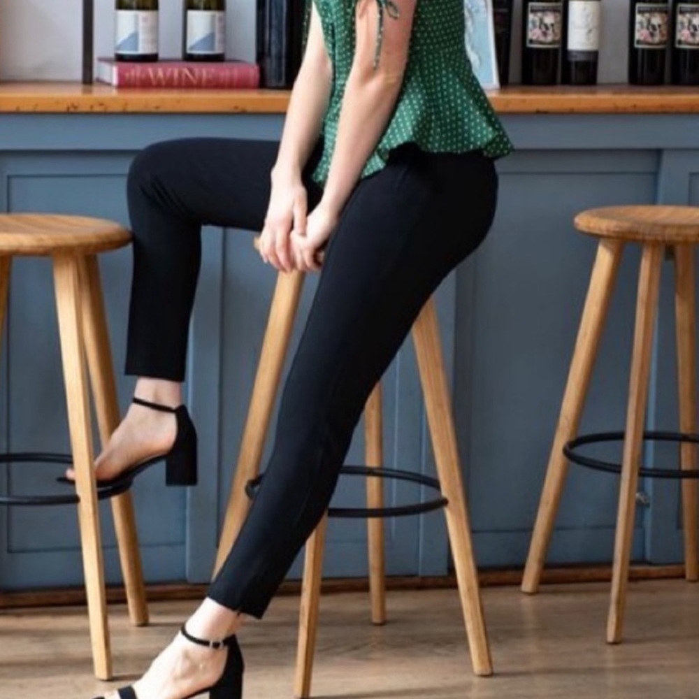 Betabrand Skinny Ponte Front Seam Pants Black Ankle Zip Detail Size XS Petite